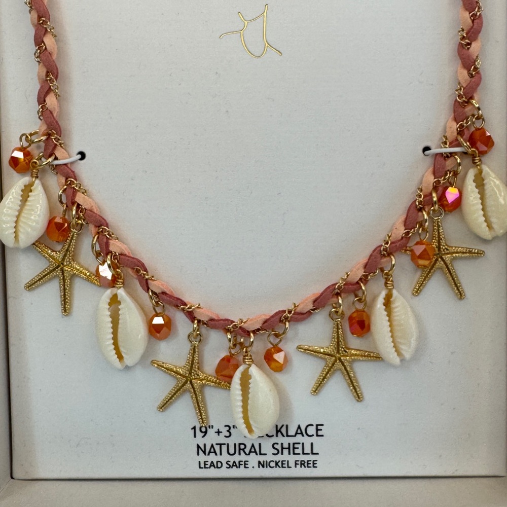 House of Harlow 1960 Natural Shell and Starfish Braided Necklace 19 + 3” - Picture 2 of 3